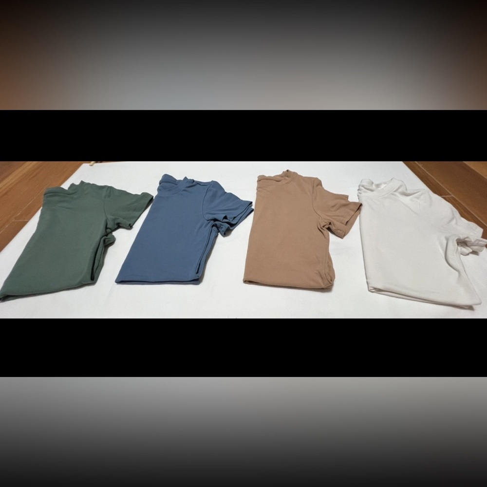 Womens Tshirt Bodysuit Round Neck Short Sleeve 4 Pair Bundle In Different Colors